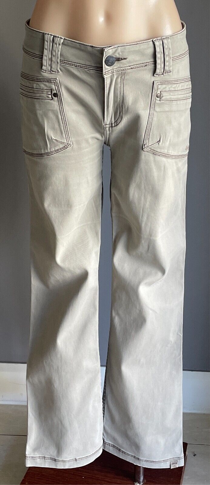 JEEP Light Khaki Utility Trousers Pants Size 32/76cm Waist Boot Leg