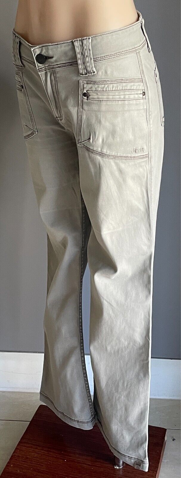 JEEP Light Khaki Utility Trousers Pants Size 32/76cm Waist Boot Leg