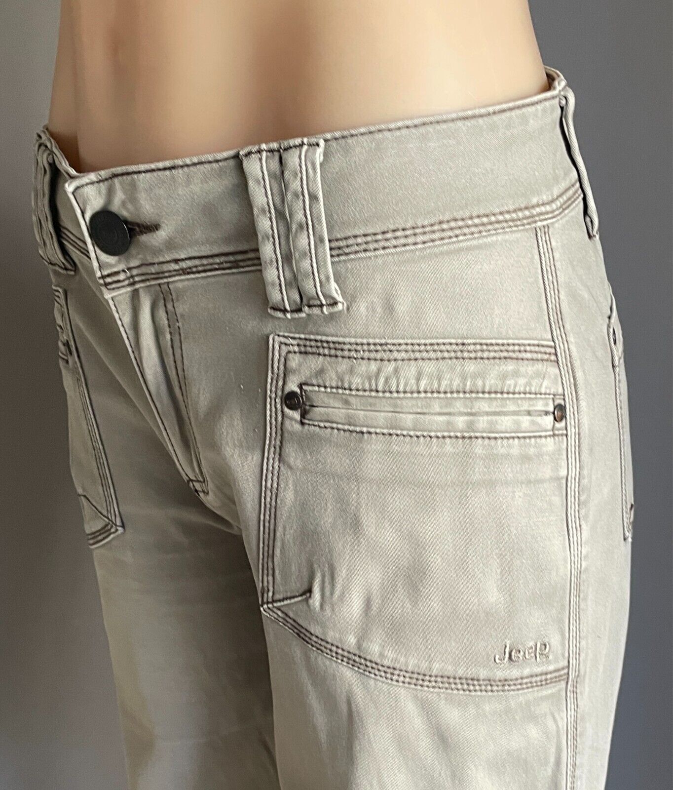 JEEP Light Khaki Utility Trousers Pants Size 32/76cm Waist Boot Leg