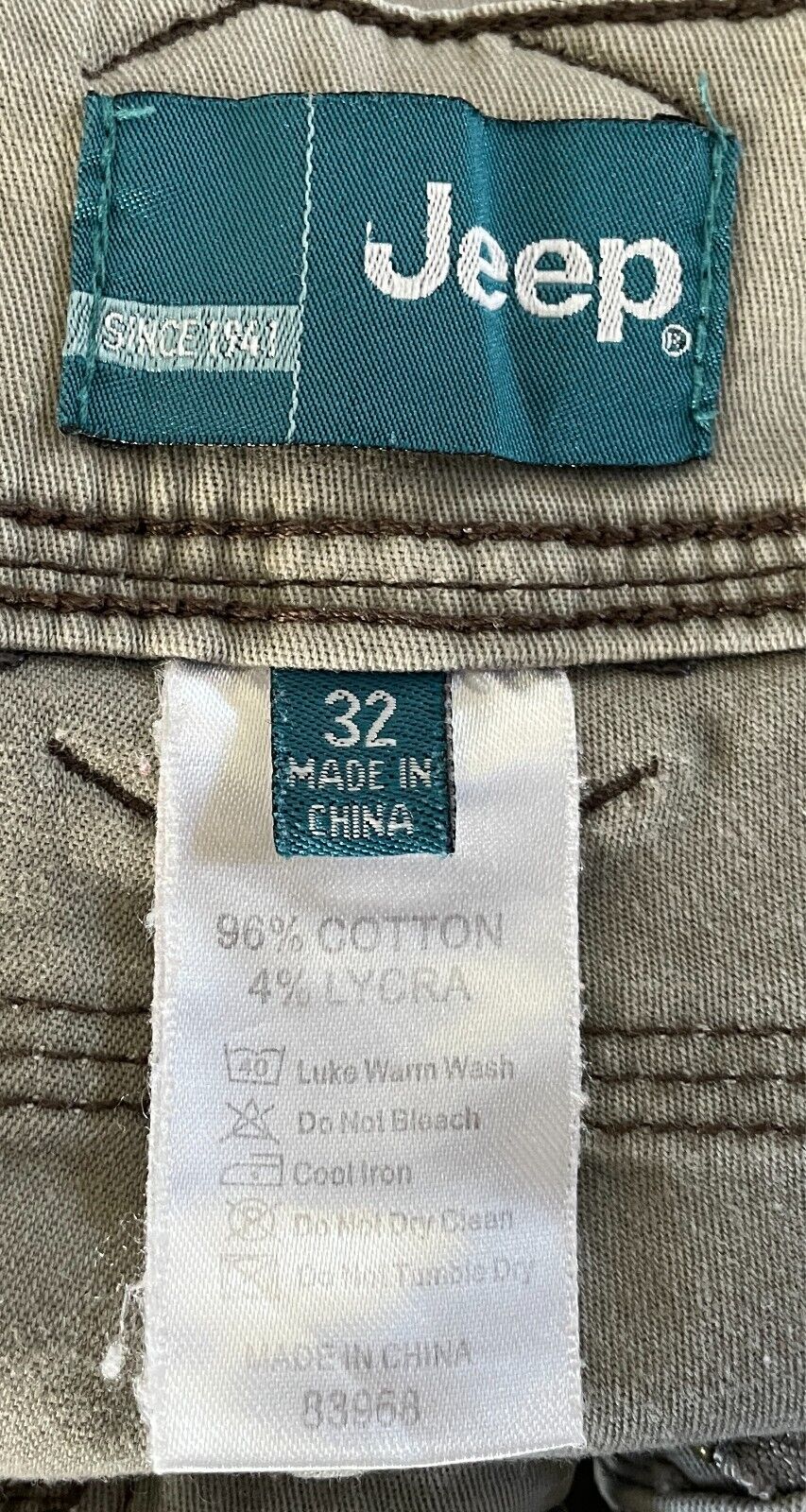 JEEP Light Khaki Utility Trousers Pants Size 32/76cm Waist Boot Leg