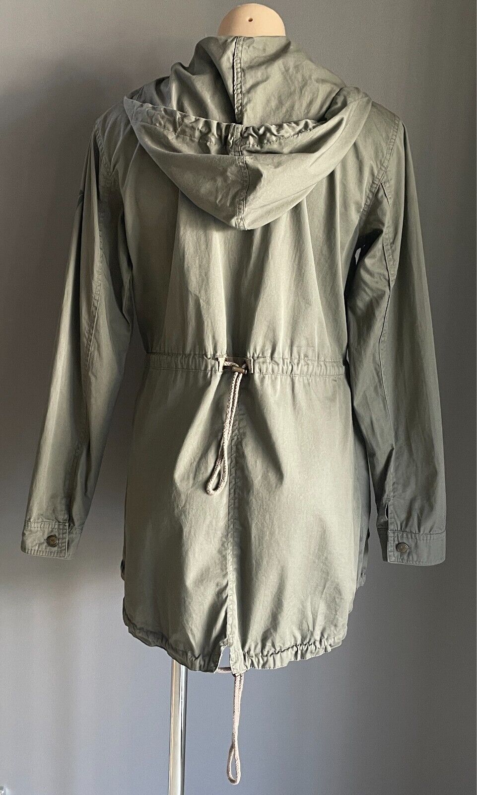 MAMBO Anorak ParkaJacket Khaki Size 10 Lightweight Cotton Long Sleeves Hoodie