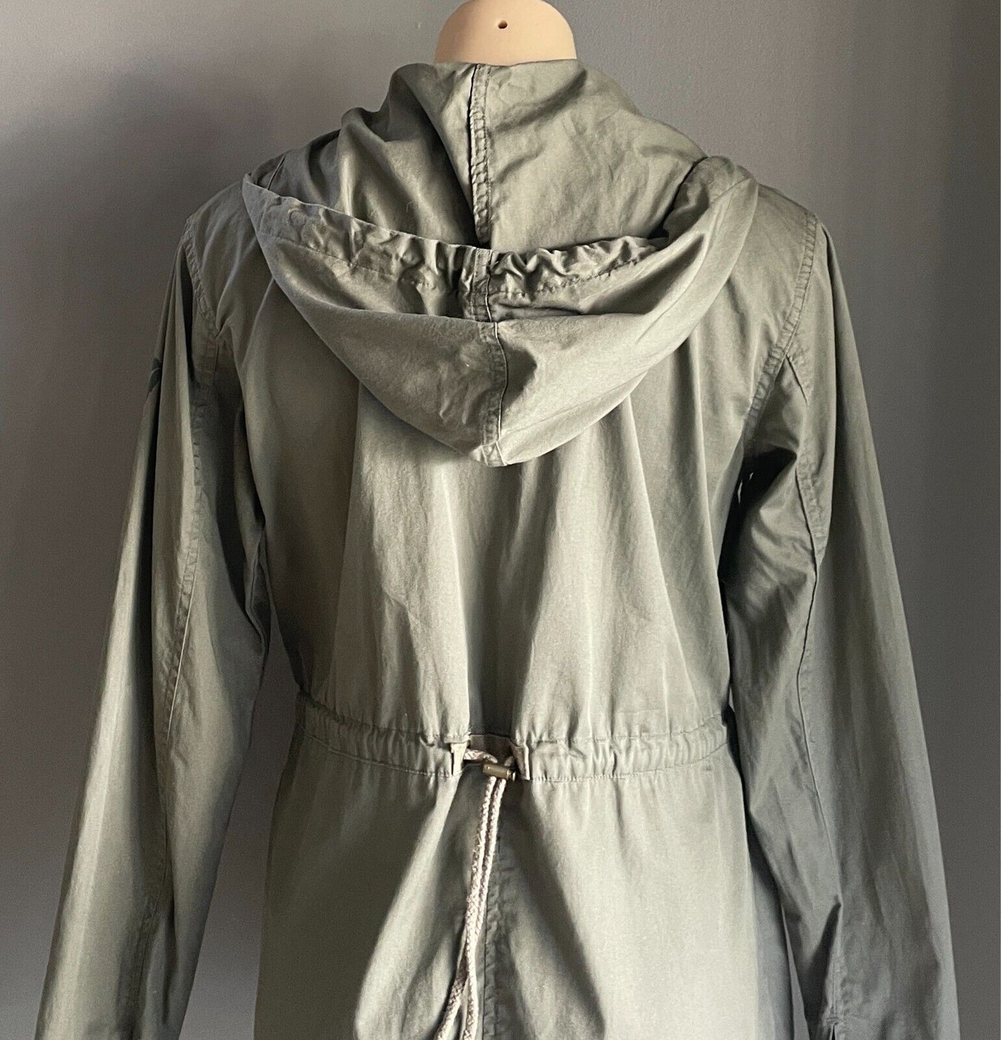MAMBO Anorak ParkaJacket Khaki Size 10 Lightweight Cotton Long Sleeves Hoodie
