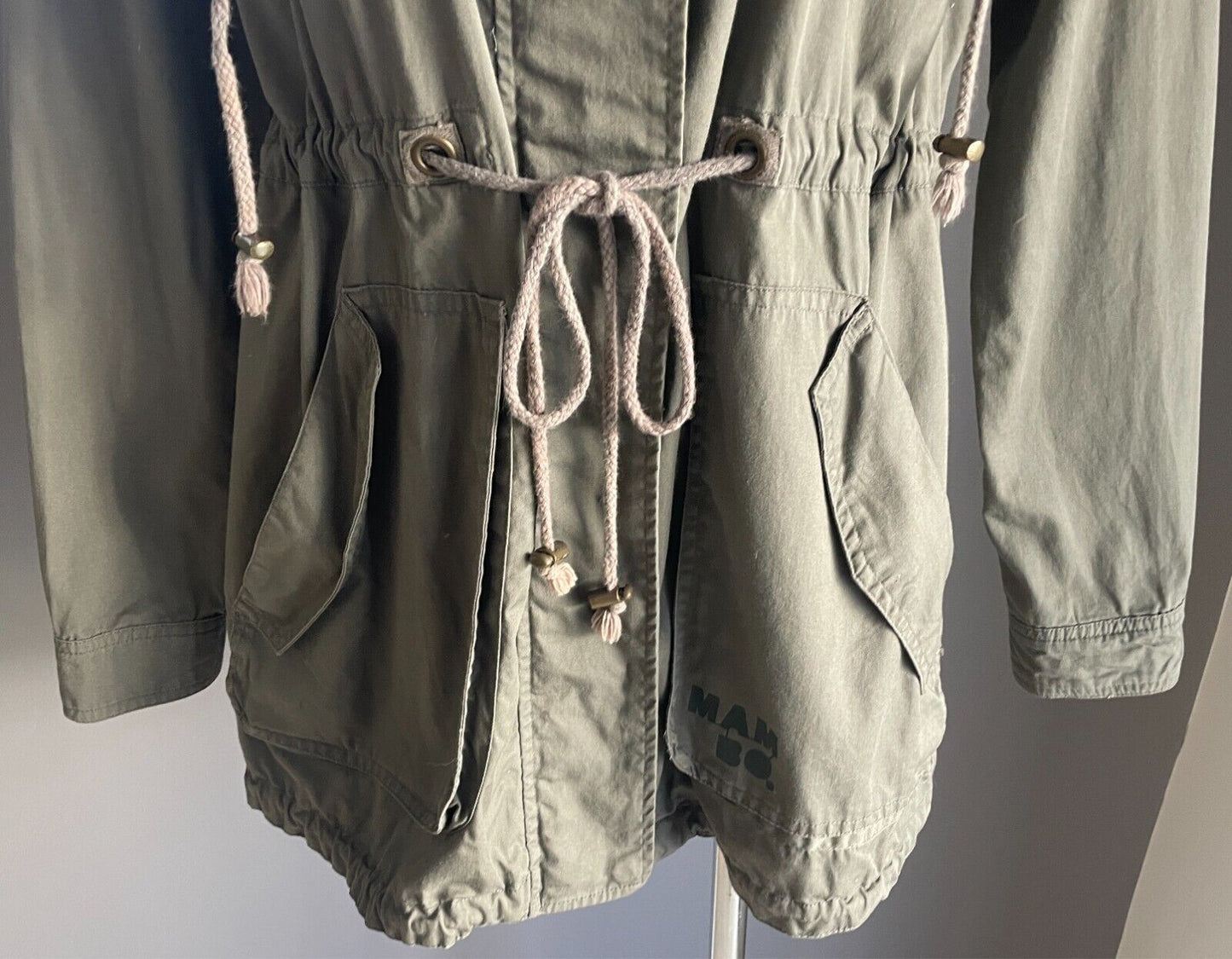 MAMBO Anorak ParkaJacket Khaki Size 10 Lightweight Cotton Long Sleeves Hoodie