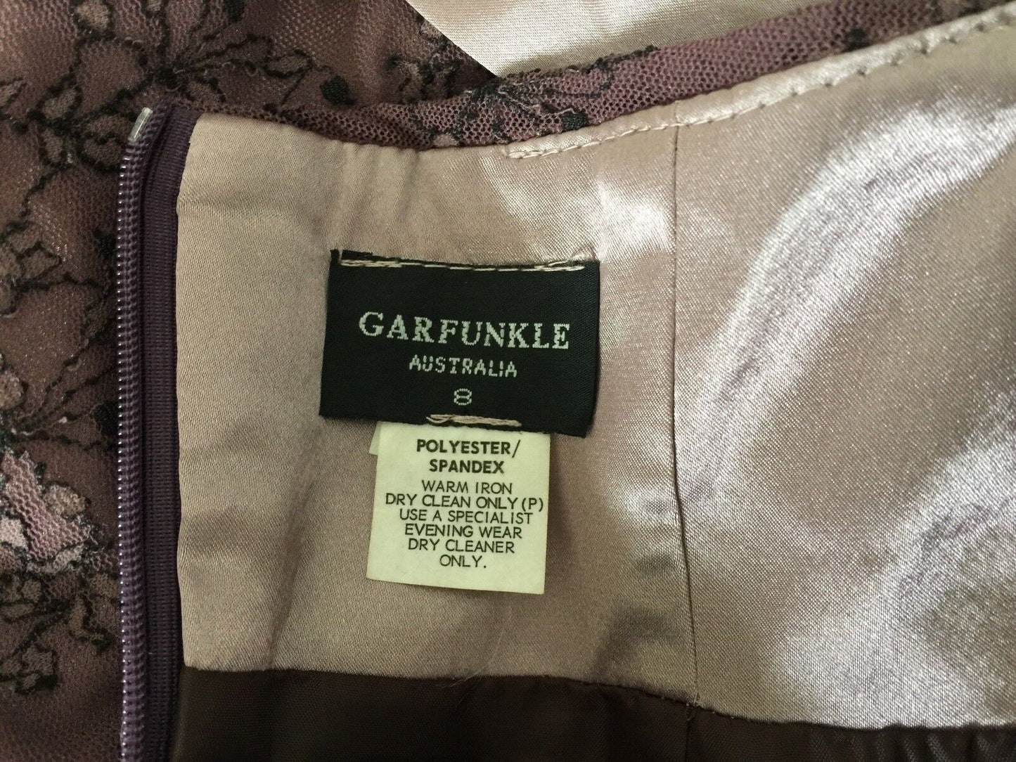 GARFUNKLE Halter Neck Dress Size 8 10 Dusty Pink Black Lace Australia Vtg NEW