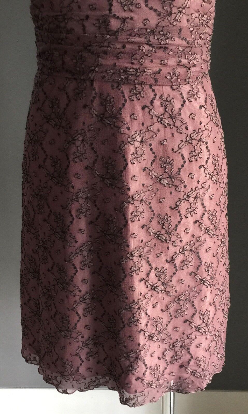 GARFUNKLE Halter Neck Dress Size 8 10 Dusty Pink Black Lace Australia Vtg NEW