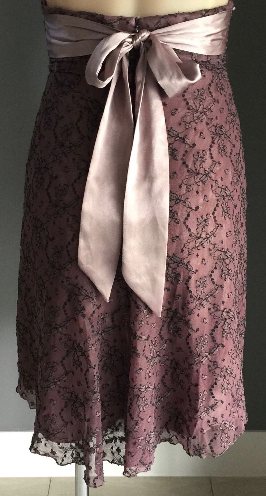 GARFUNKLE Halter Neck Dress Size 8 10 Dusty Pink Black Lace Australia Vtg NEW