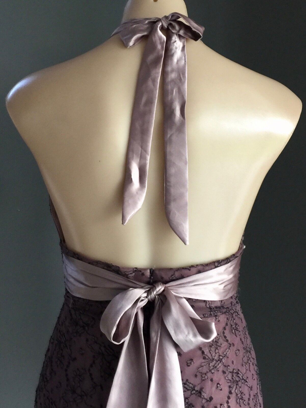 GARFUNKLE Halter Neck Dress Size 8 10 Dusty Pink Black Lace Australia Vtg NEW