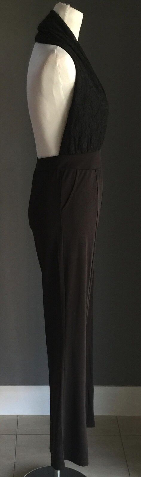 CaiDieNu Jumpsuit Size L 12 14 Black Backless Pantsuit Hollywood Chic NEW