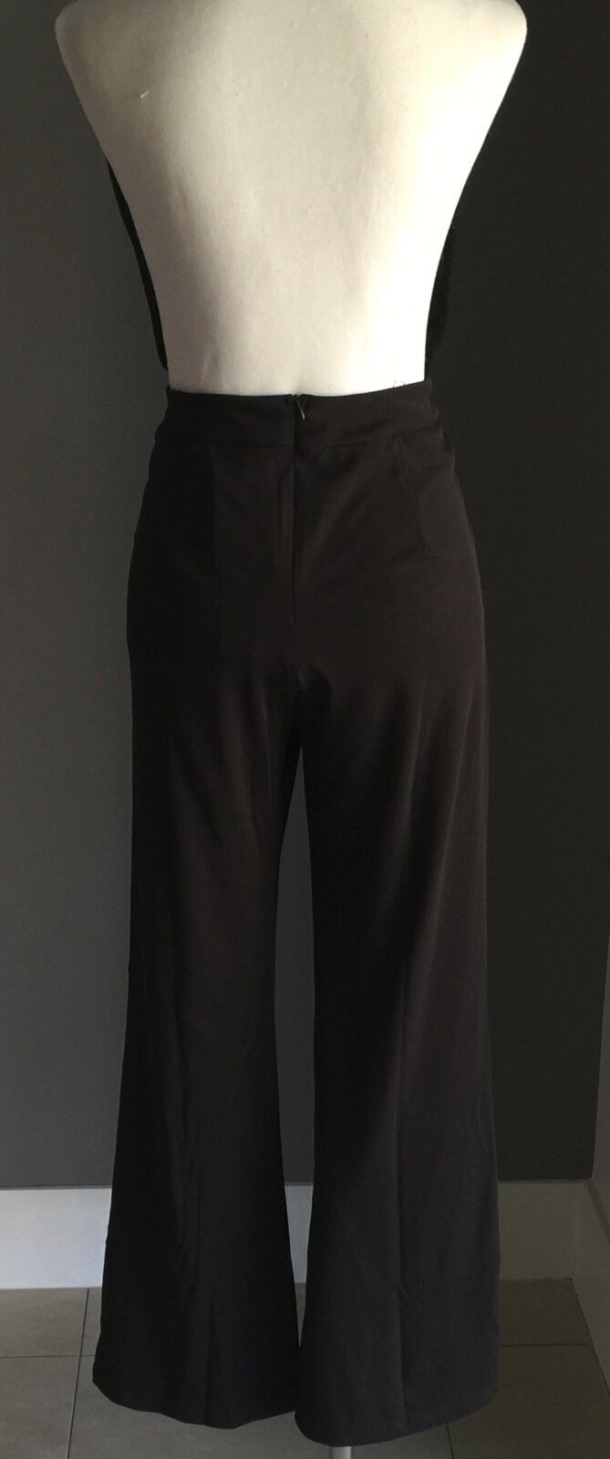CaiDieNu Jumpsuit Size L 12 14 Black Backless Pantsuit Hollywood Chic NEW