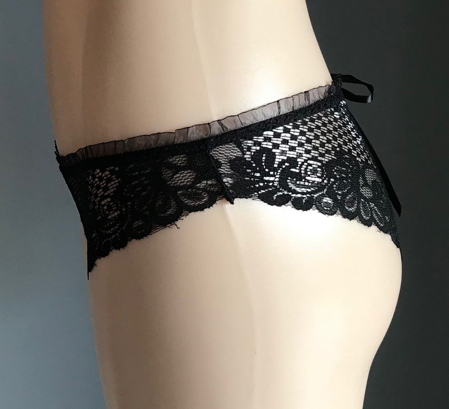 POUR TOI DE MOI Panties Size M 10 Black Lace Back Lace Up Back Sexy NEW