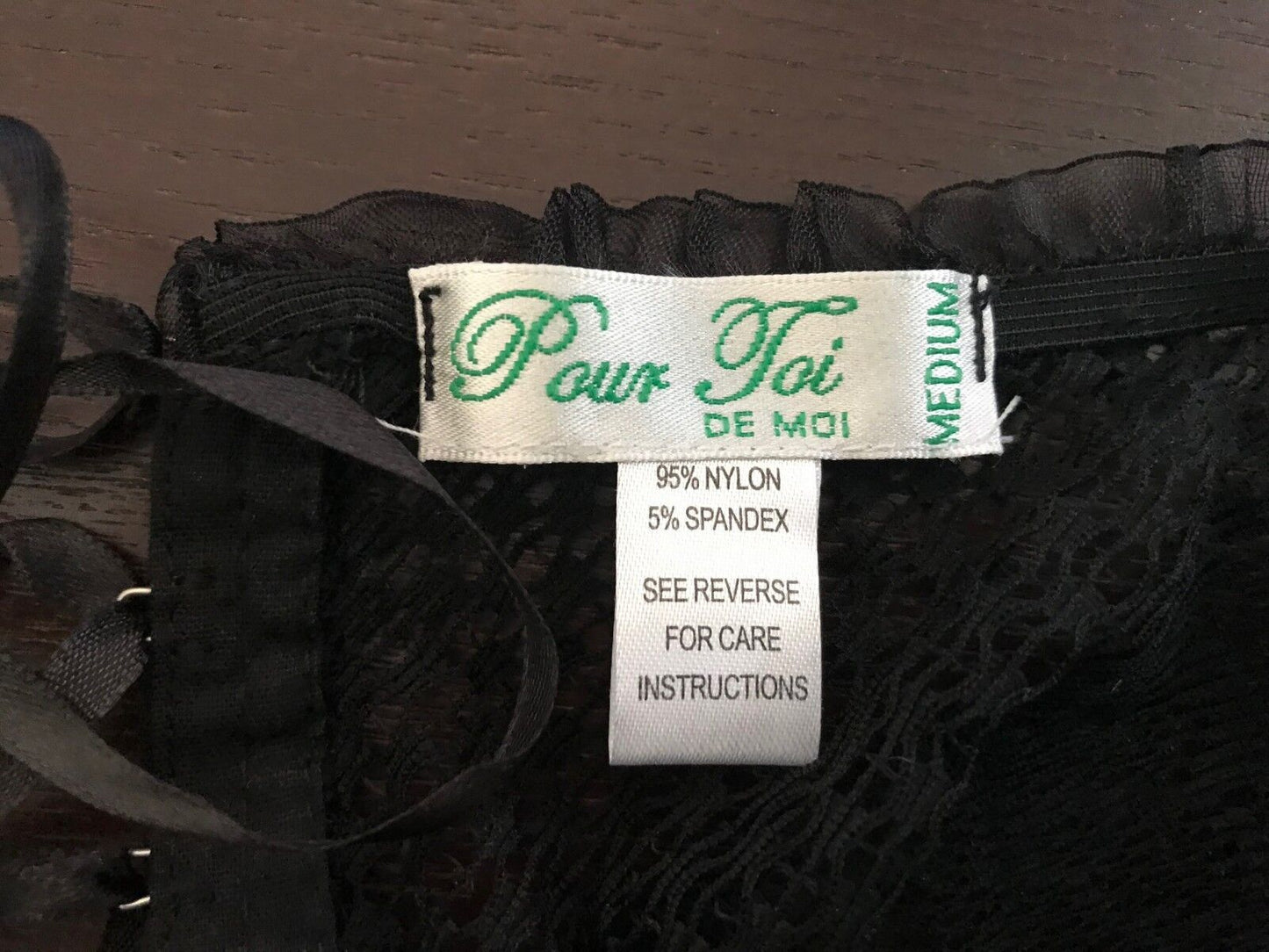 POUR TOI DE MOI Panties Size M 10 Black Lace Back Lace Up Back Sexy NEW