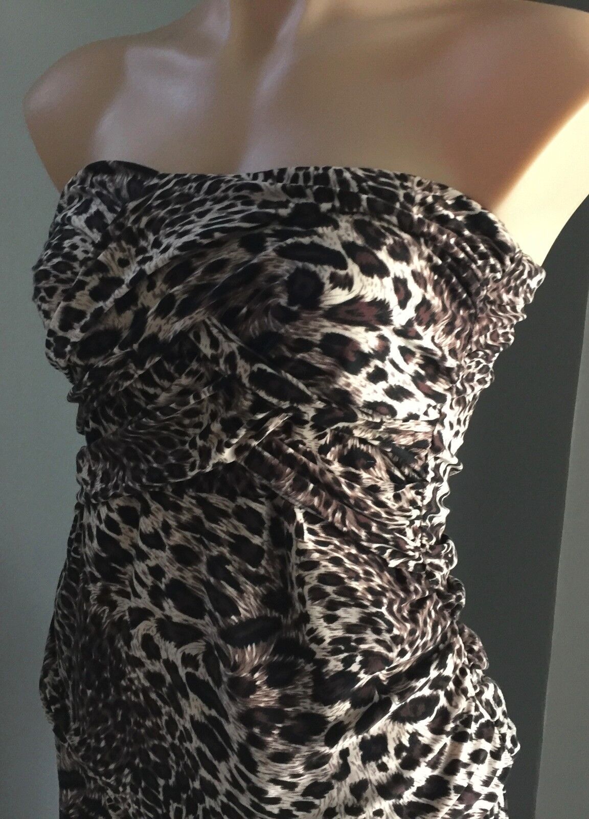 NAKED SAINT Wide Leg Jumpsuit Size 10 Animal Print Strapless 1970's Vibe