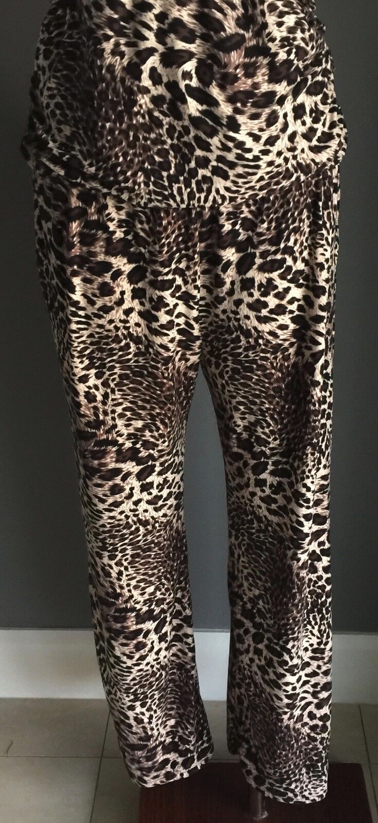 NAKED SAINT Wide Leg Jumpsuit Size 10 Animal Print Strapless 1970's Vibe