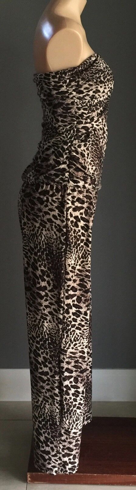 NAKED SAINT Wide Leg Jumpsuit Size 10 Animal Print Strapless 1970's Vibe