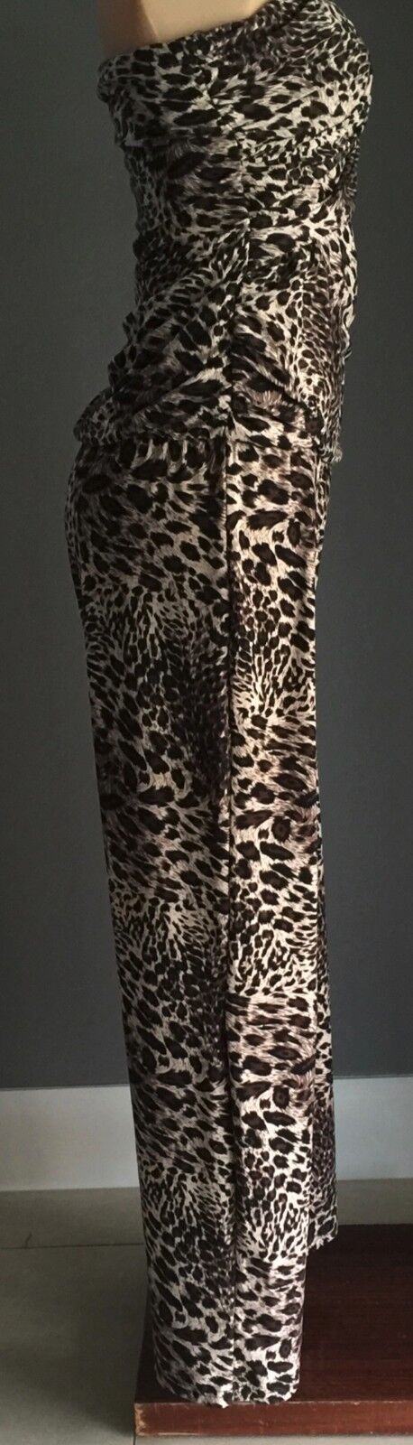 NAKED SAINT Wide Leg Jumpsuit Size 10 Animal Print Strapless 1970's Vibe