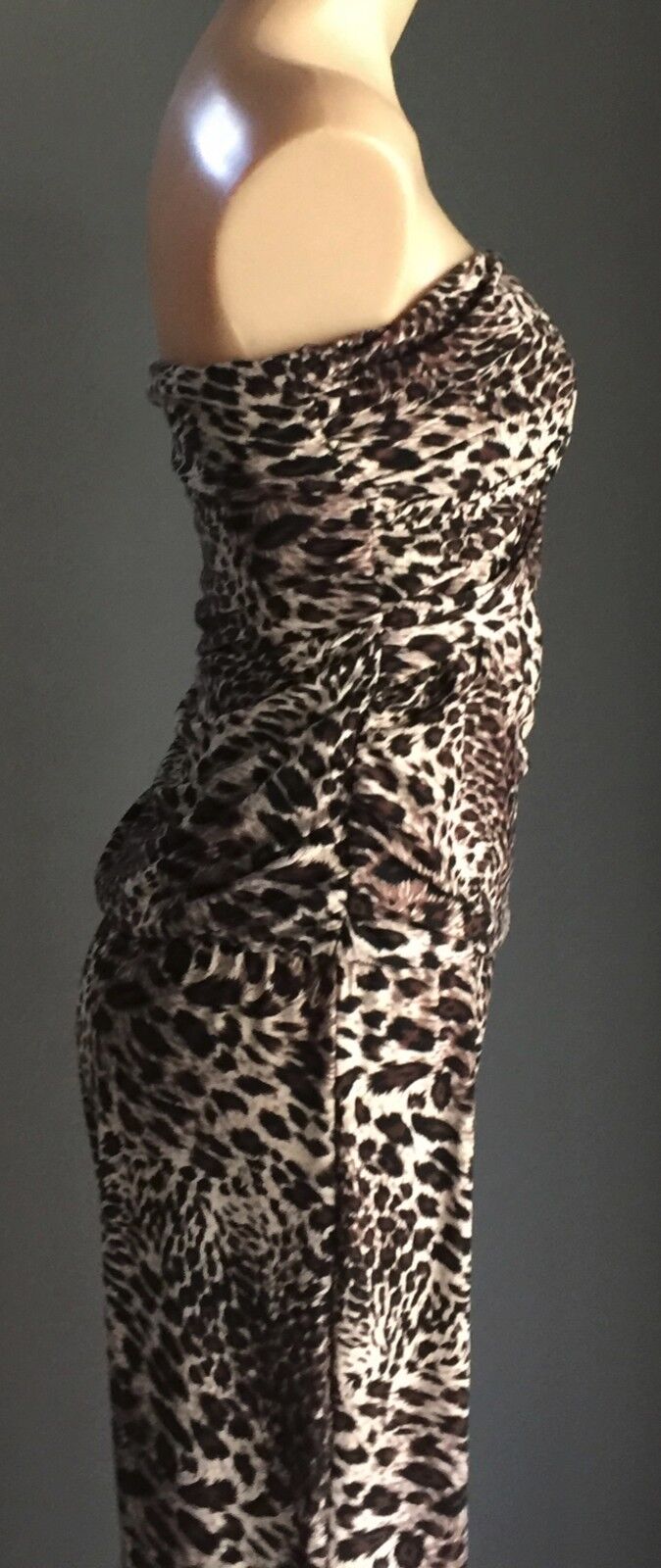 NAKED SAINT Wide Leg Jumpsuit Size 10 Animal Print Strapless 1970's Vibe