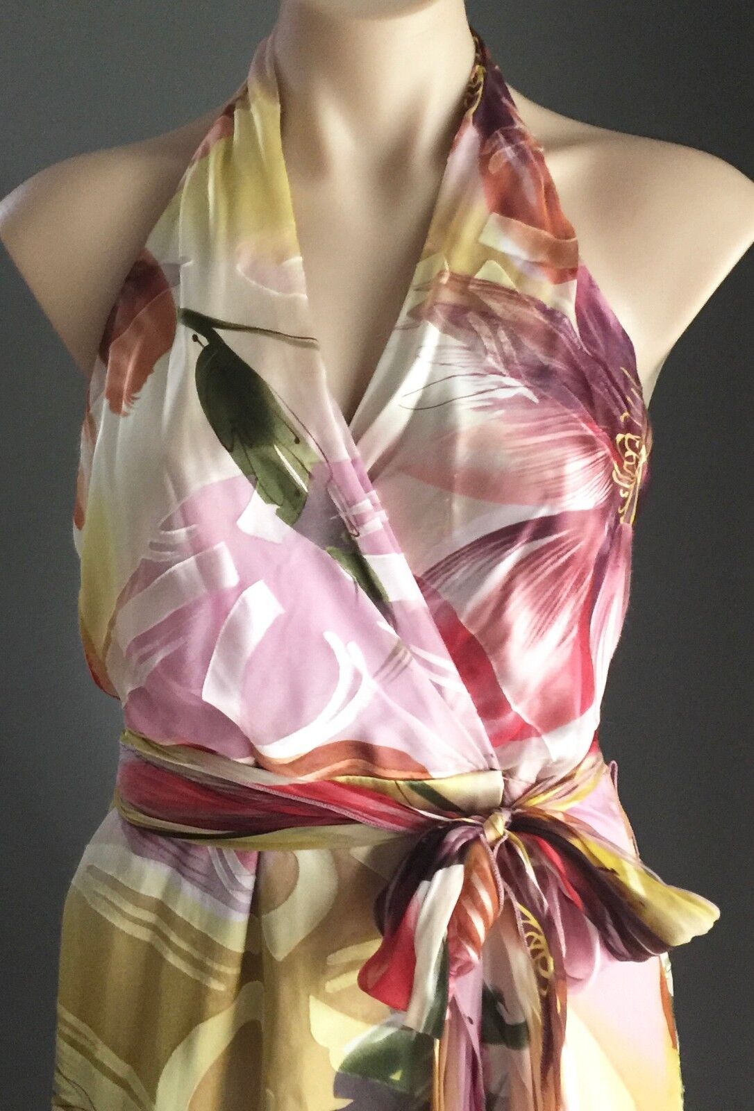 F GEAR Halter Neck Dress Size 10 & 12 MultiColoured Tropical Print Party NEW