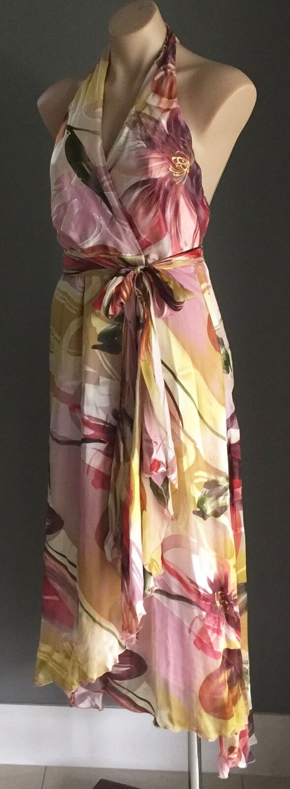 F GEAR Halter Neck Dress Size 10 & 12 MultiColoured Tropical Print Party NEW