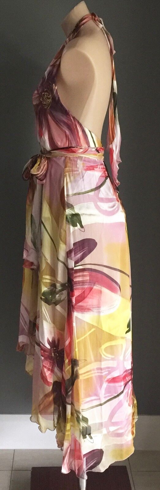 F GEAR Halter Neck Dress Size 10 & 12 MultiColoured Tropical Print Party NEW