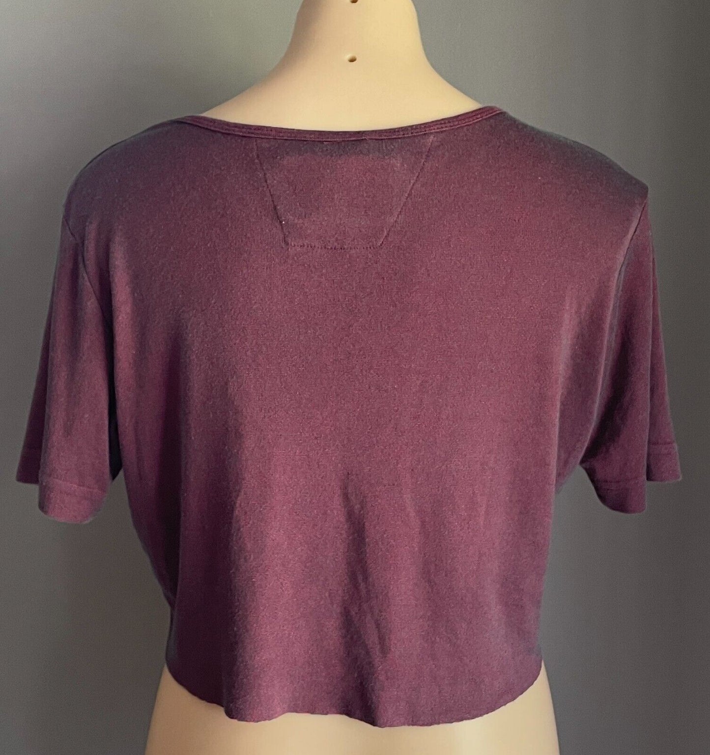 HARLEY DAVIDSON T-Shirt Size L 12 14 Plum Crop Top Stretch Short Sleeve  NEW
