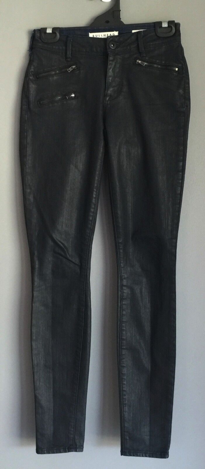 BULLHEAD DENIM CO  "Skinniest" Denim Jeans Black Coated Size US 3 AU 6 USA Rare