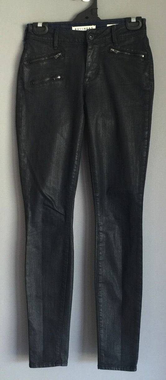 BULLHEAD DENIM CO  "Skinniest" Denim Jeans Black Coated Size US 3 AU 6 USA Rare
