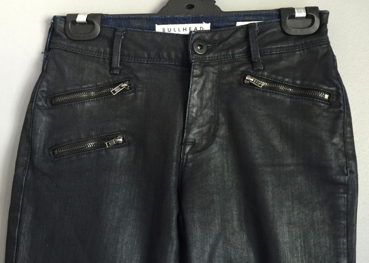 BULLHEAD DENIM CO  "Skinniest" Denim Jeans Black Coated Size US 3 AU 6 USA Rare