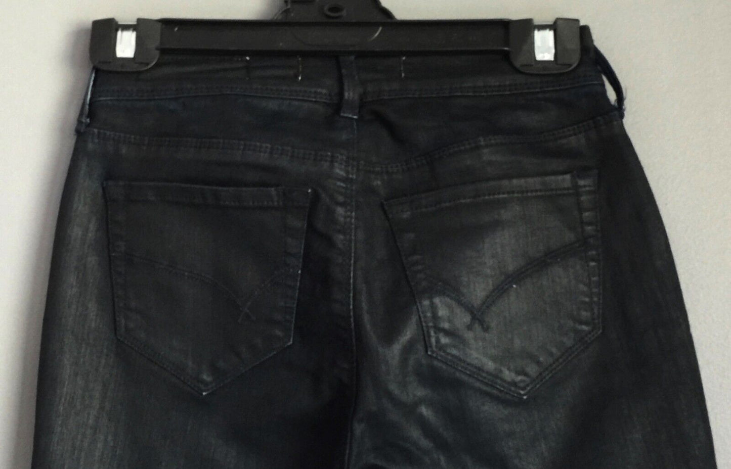 BULLHEAD DENIM CO  "Skinniest" Denim Jeans Black Coated Size US 3 AU 6 USA Rare