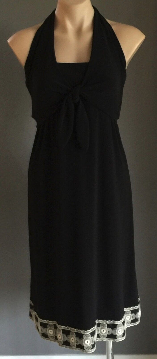 RUTH TATE SYDNEY Halter Neck Dress Size 8  10 Frock Black Ladies Gorgeous NEW