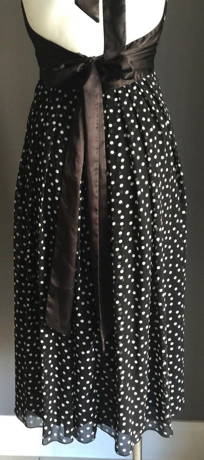 RAZAK Halter Neck Dress Black & White Polka Dot Pin Up Retro Size EU 1 AU 8