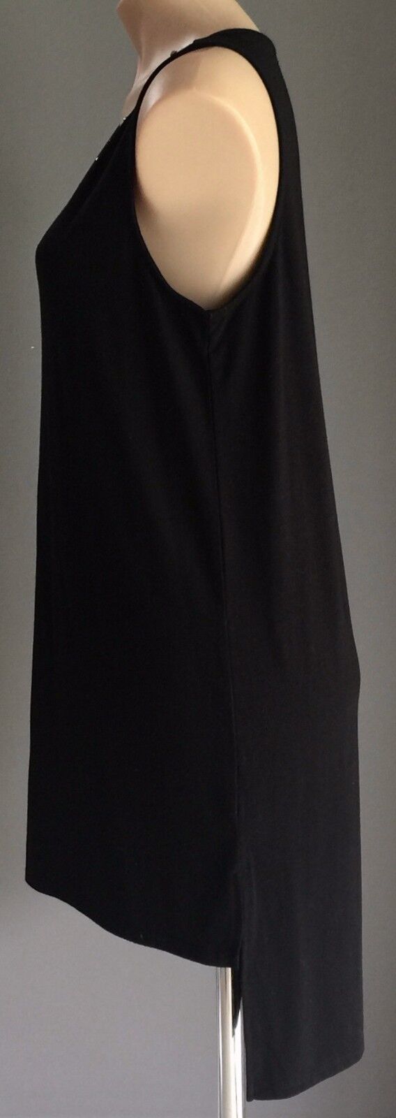 FOREVER 21 Dress Black Sleeveless Stud Trim Stretch Shift Size S 10