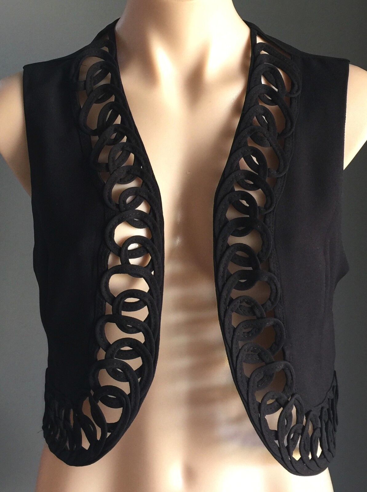 Vintage 1990's COMO Vest Black Sleeveless Crop Lined Size 8 10 Made In Canada