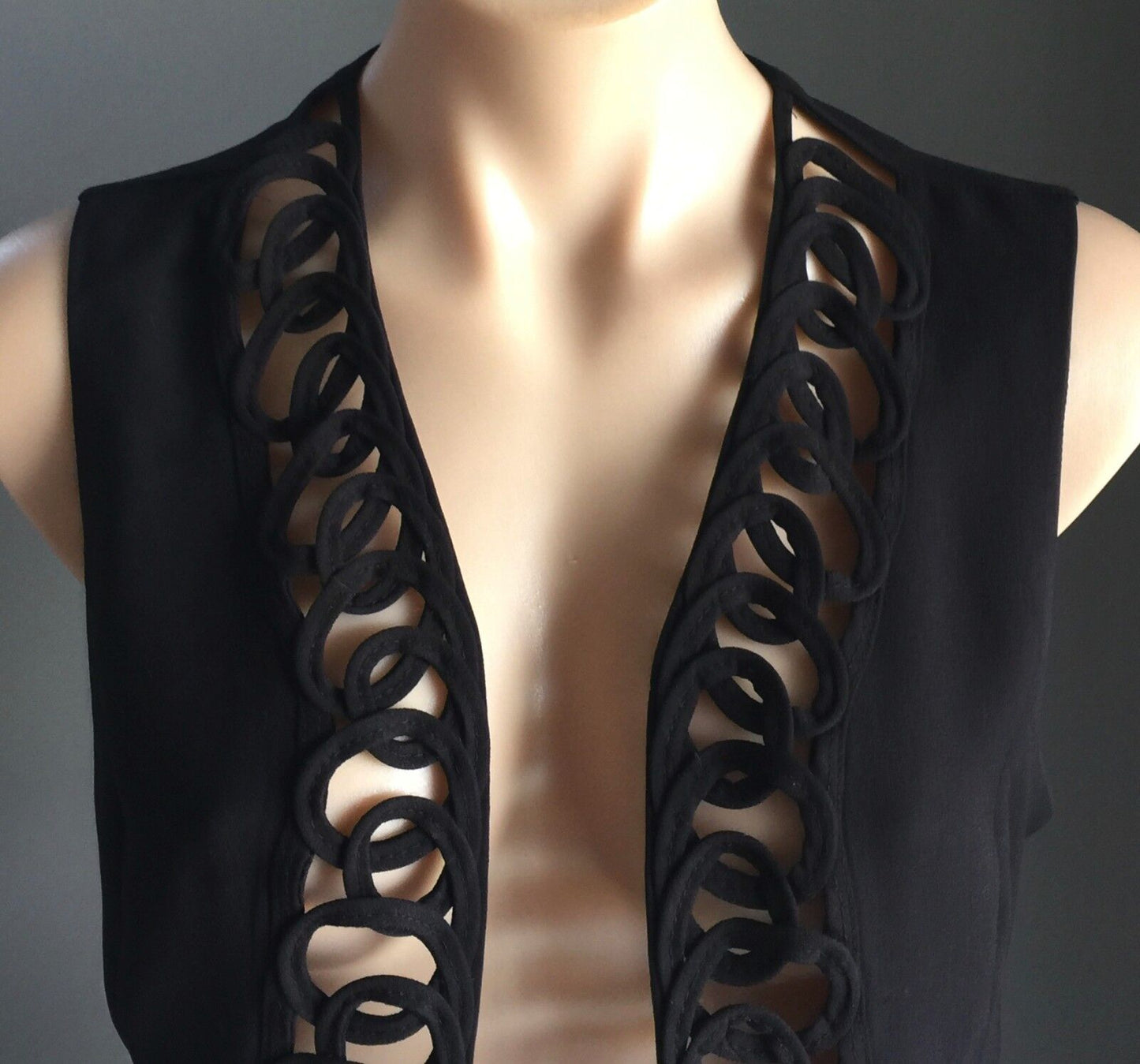 Vintage 1990's COMO Vest Black Sleeveless Crop Lined Size 8 10 Made In Canada