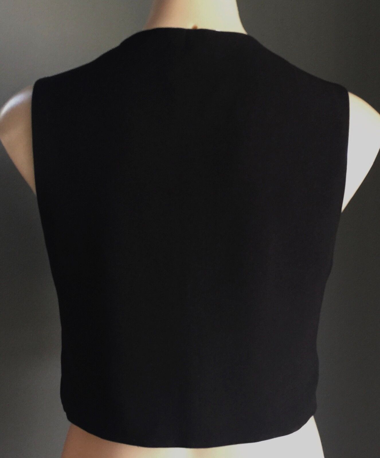 Vintage 1990's COMO Vest Black Sleeveless Crop Lined Size 8 10 Made In Canada