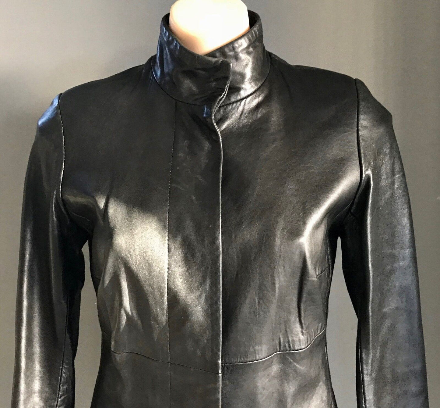 VINETTI Leather Coat Lamb Skin Jacket Black Size S 10 Australia Vintage