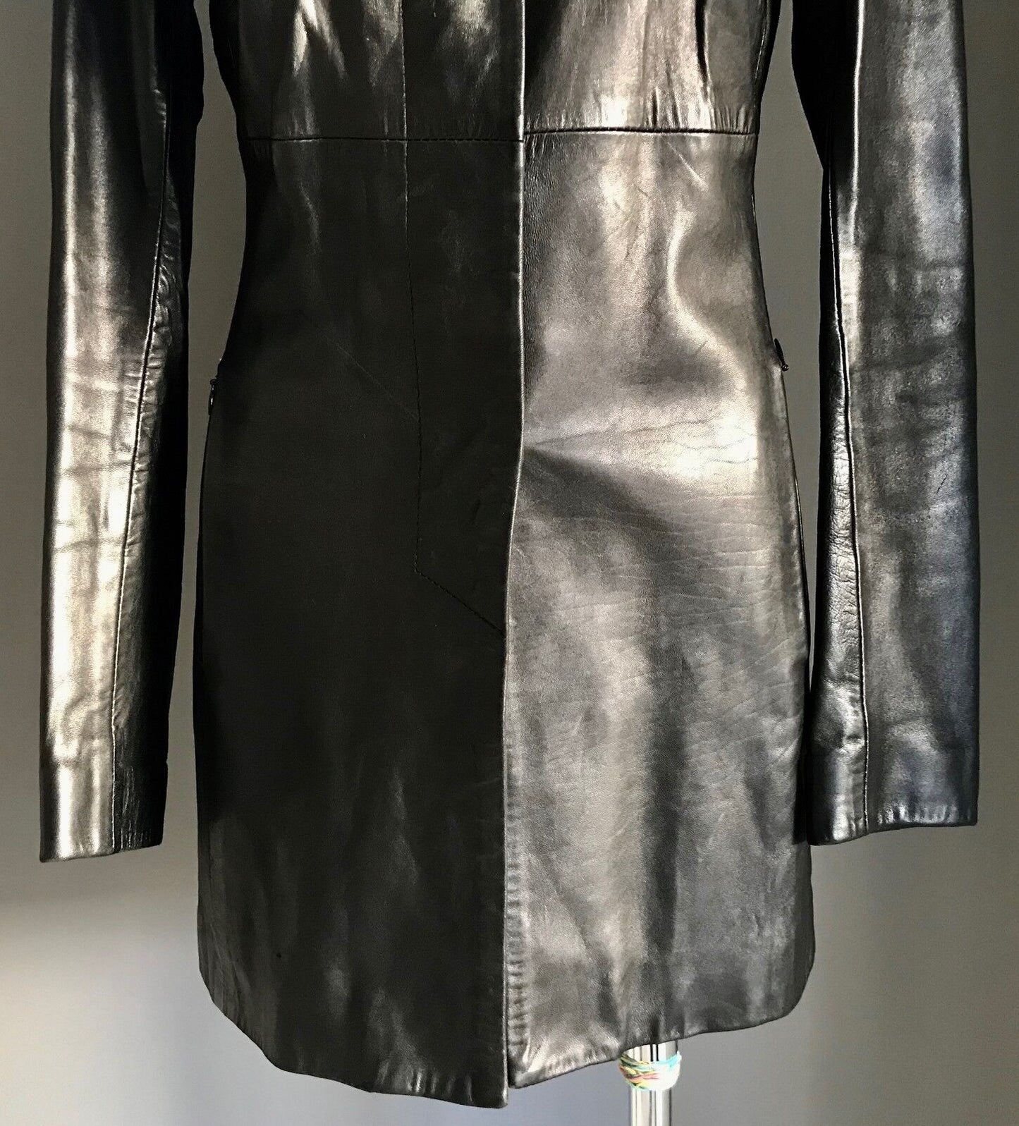 VINETTI Leather Coat Lamb Skin Jacket Black Size S 10 Australia Vintage
