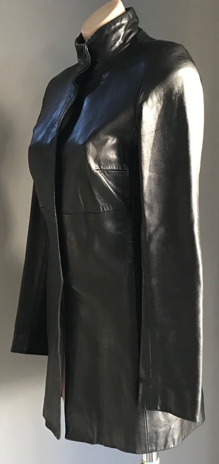VINETTI Leather Coat Lamb Skin Jacket Black Size S 10 Australia Vintage