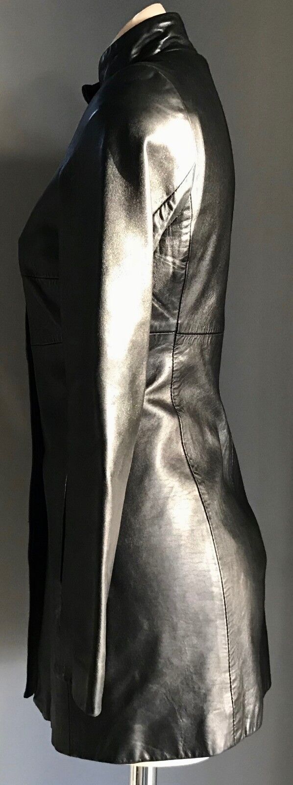 VINETTI Leather Coat Lamb Skin Jacket Black Size S 10 Australia Vintage