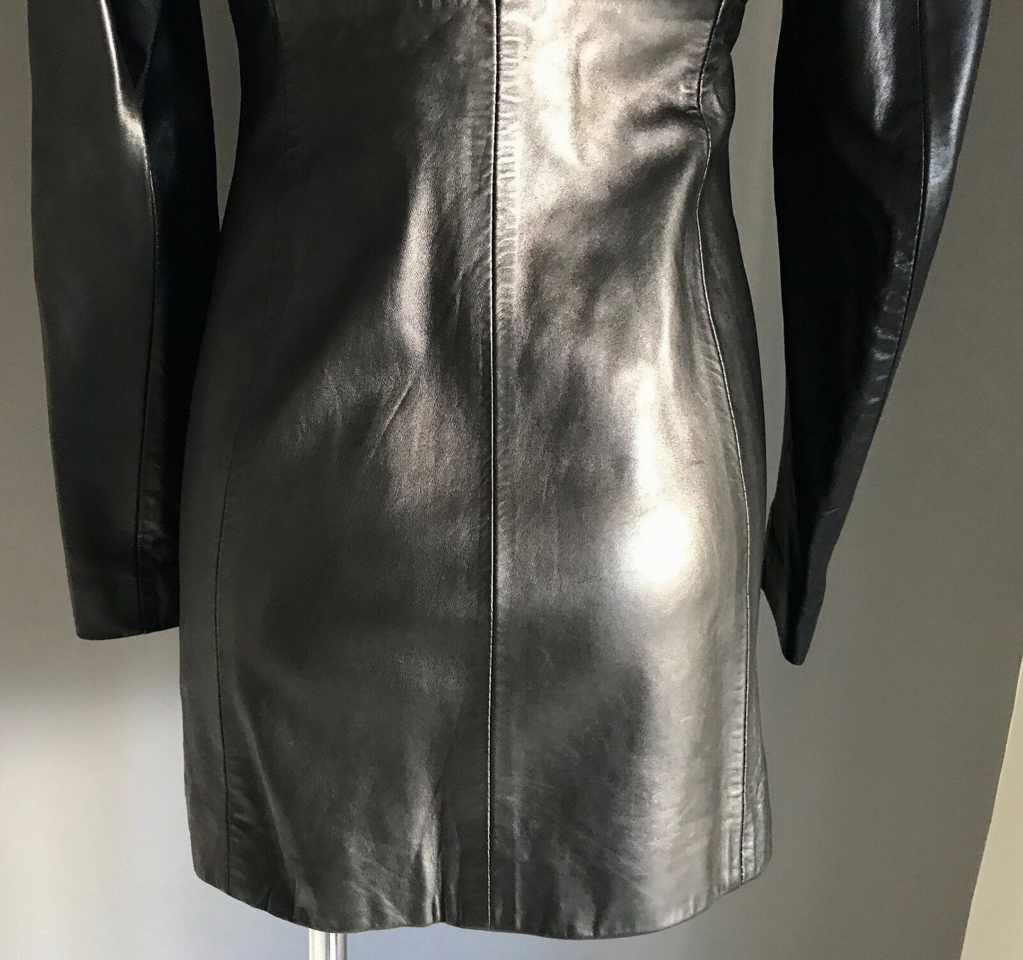 VINETTI Leather Coat Lamb Skin Jacket Black Size S 10 Australia Vintage