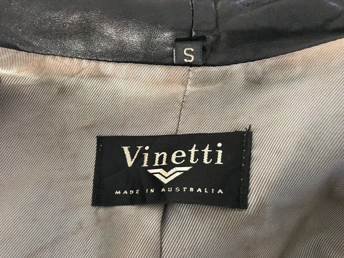 VINETTI Leather Coat Lamb Skin Jacket Black Size S 10 Australia Vintage