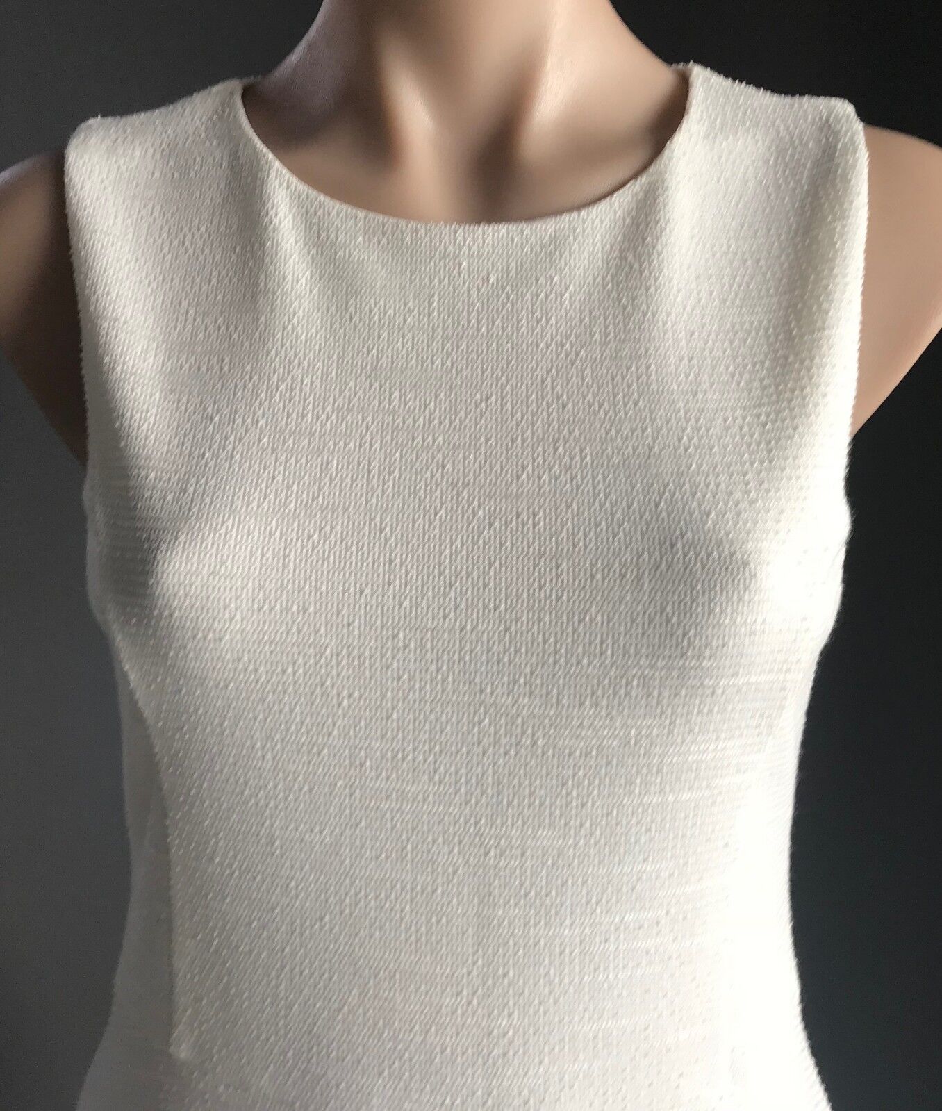 ZALORA Dress Off White Asymmetric Hem Fit & Flare Sleeveless Size S AU 10 NEW