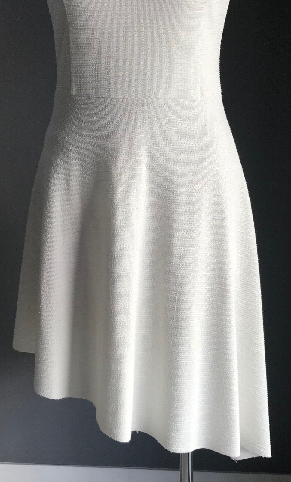 ZALORA Dress Off White Asymmetric Hem Fit & Flare Sleeveless Size S AU 10 NEW