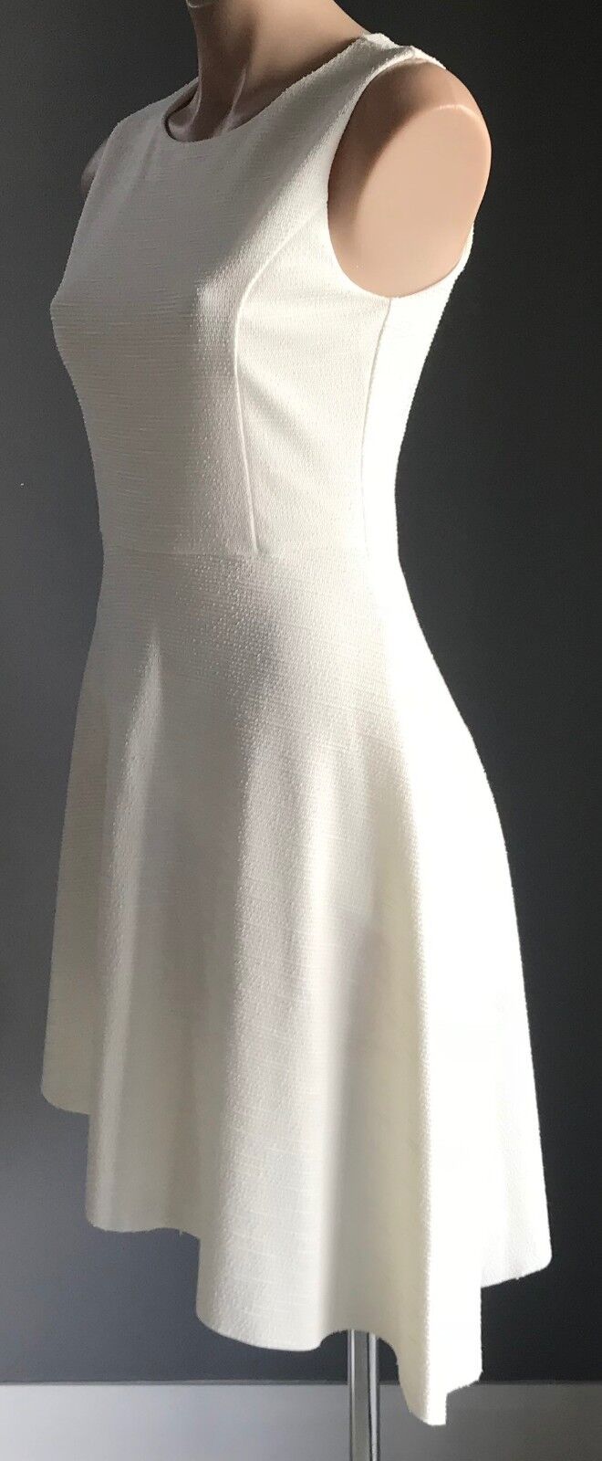 ZALORA Dress Off White Asymmetric Hem Fit & Flare Sleeveless Size S AU 10 NEW