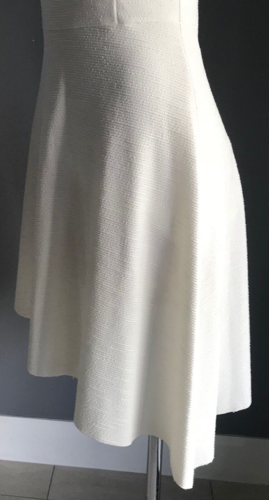 ZALORA Dress Off White Asymmetric Hem Fit & Flare Sleeveless Size S AU 10 NEW