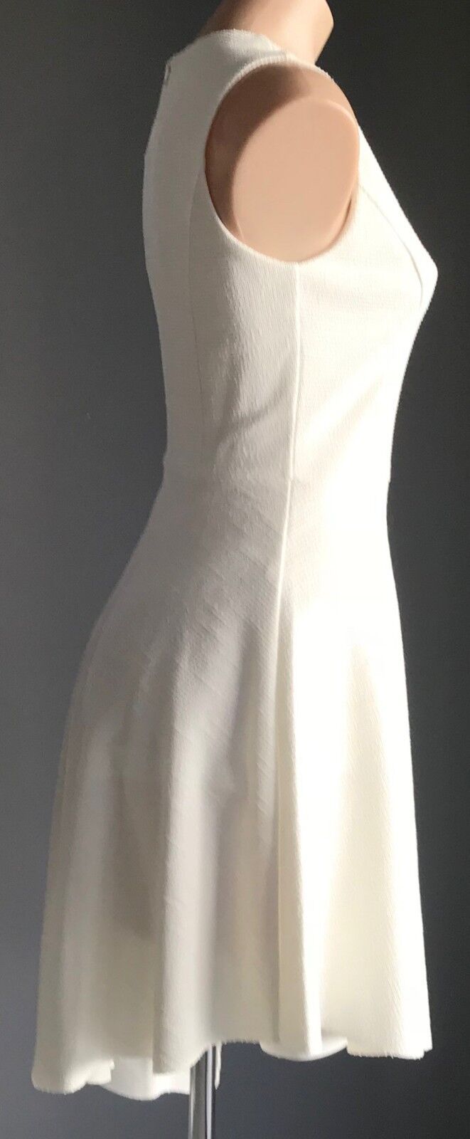 ZALORA Dress Off White Asymmetric Hem Fit & Flare Sleeveless Size S AU 10 NEW