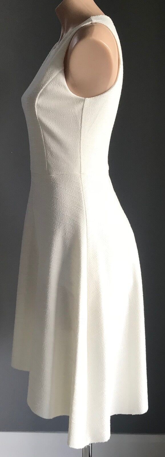 ZALORA Dress Off White Asymmetric Hem Fit & Flare Sleeveless Size S AU 10 NEW