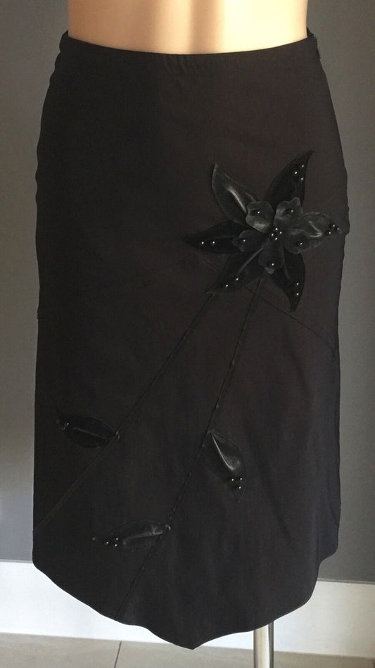 ZIO Skirt Black Stretch Embellished Detail Ladies Size S 10 Vintage