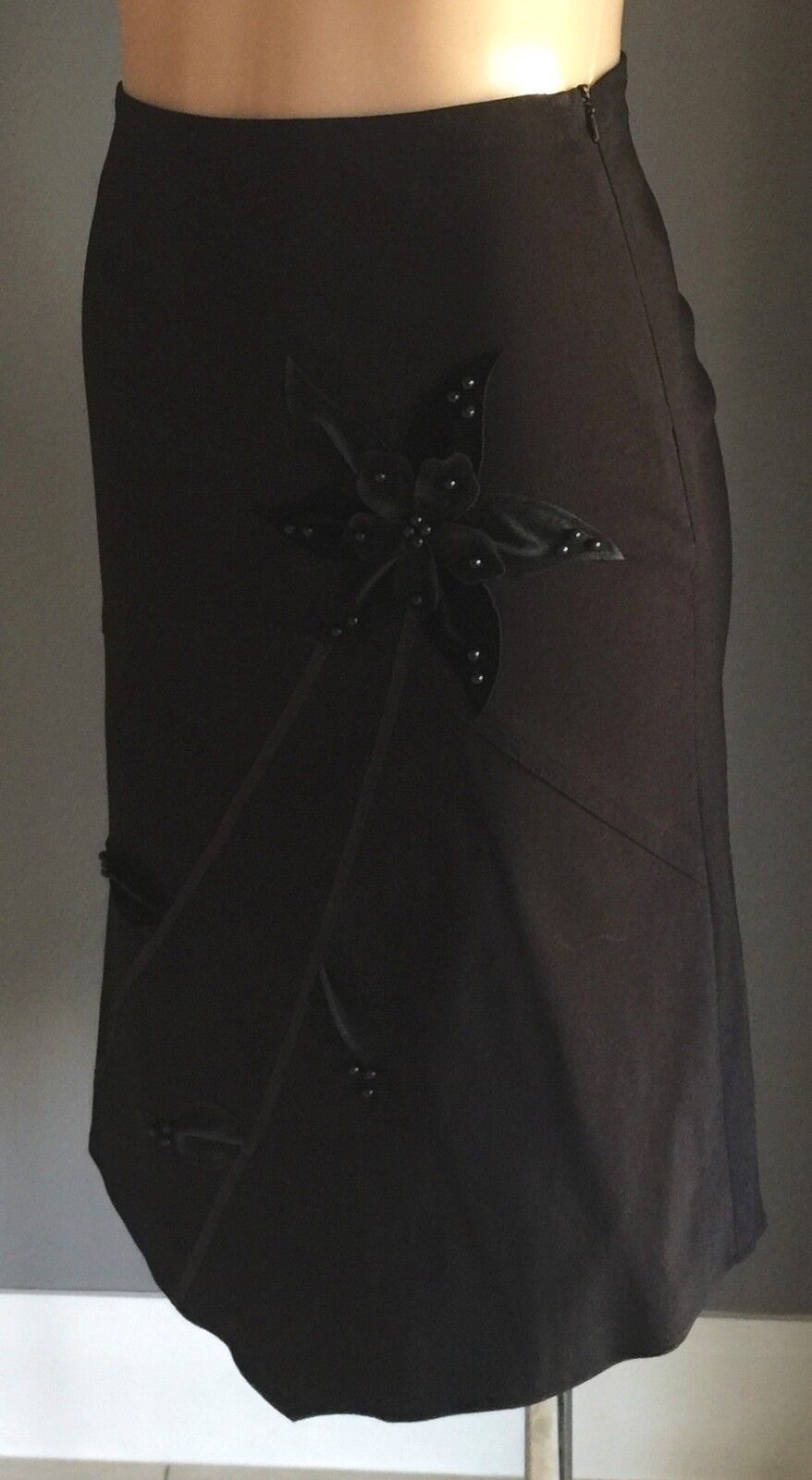 ZIO Skirt Black Stretch Embellished Detail Ladies Size S 10 Vintage