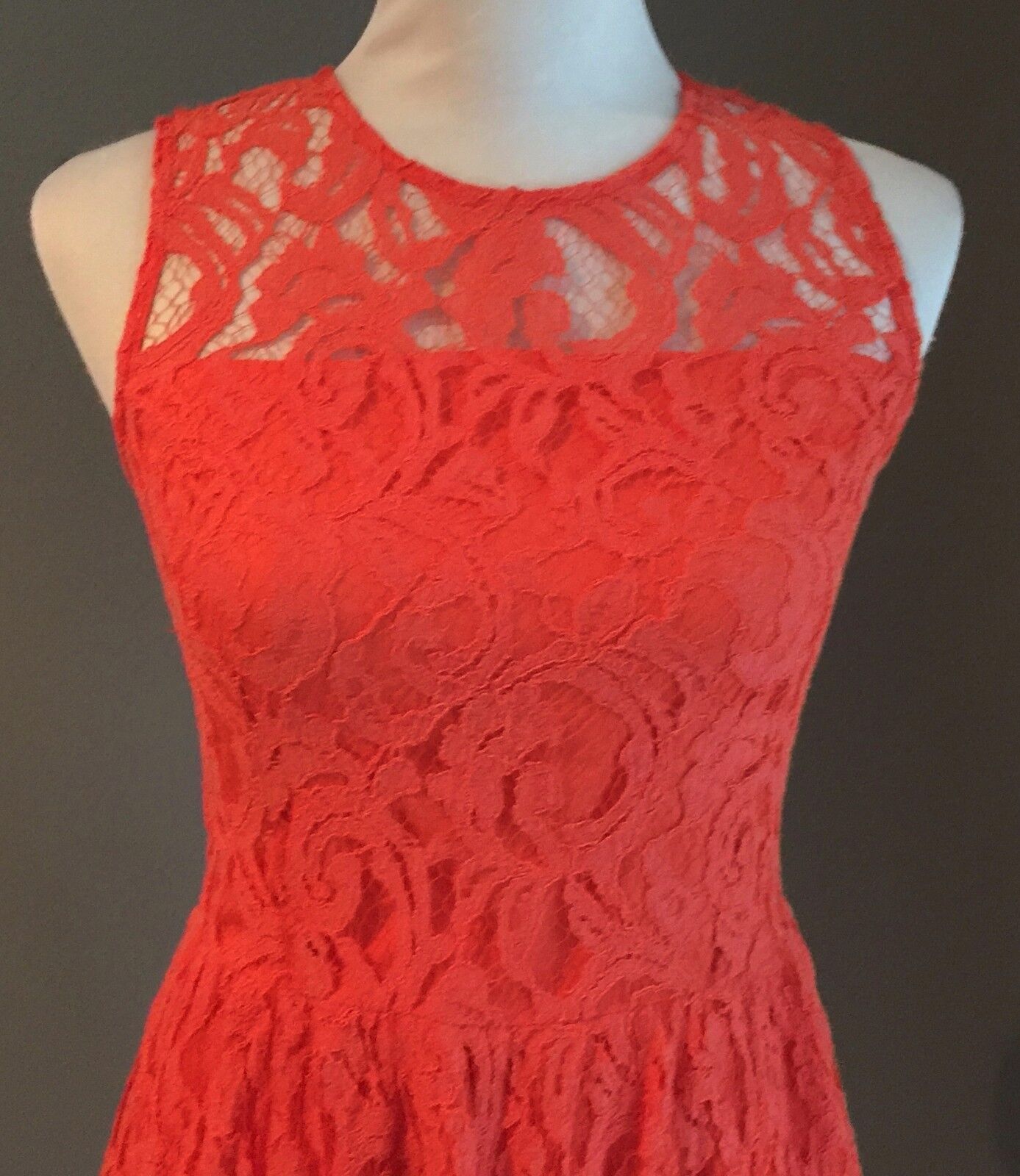 ZALORA Sheath Dress Orange Lace Ladies Size S 10 Great Condition