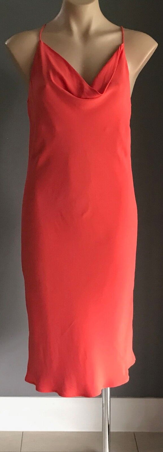 C/MEO COLLECTIVE Dress Cowl Neck Sheath Coral Frock Ladies Size S 10